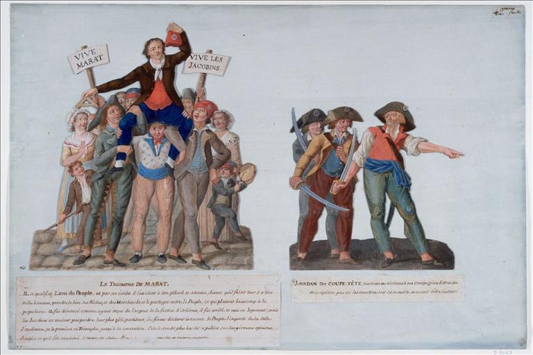 Le triomphe de Marat, 24 avril 1793. (titre factice) ; Le Triomphe de Marat. (titre inscrit) ; Jourdan dit Coupe-Tête (1746-1794). (titre factice) ; Jourdan dit Coupe-Tête. (titre inscrit)