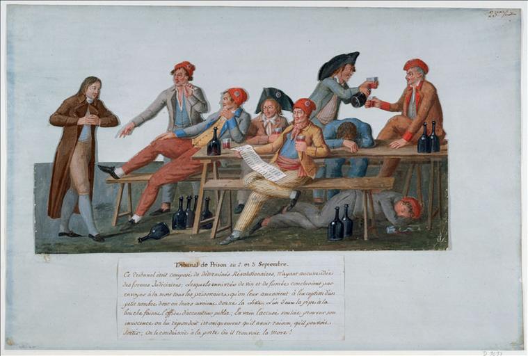 Tribunal de prison lors des massacres des 2 et 3 septembre 1792, à Paris. (titre factice) ; Tribunal de Prison au 2 et 3 Septembre. (titre inscrit)