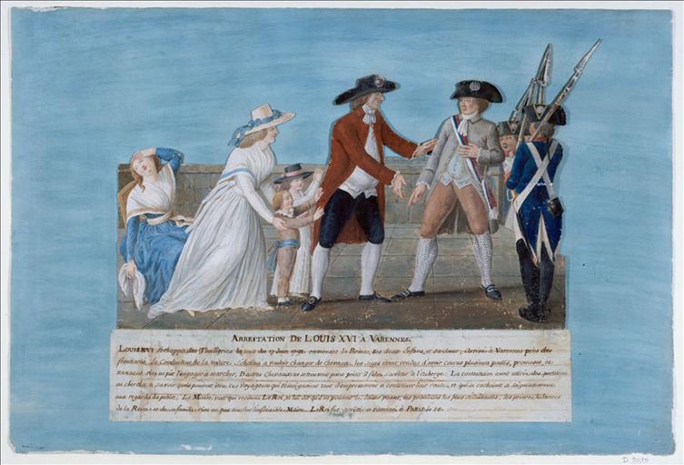 Arrestation de Louis XVI à Varennes, 21-22 juin 1791. (titre factice) ; Arrestation de Louis XVI à Varennes. (titre inscrit)