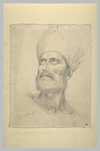 Tête d'homme levant les yeux au ciel : saint Augustin