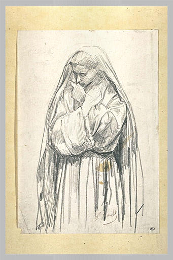 Femme voilée les bras croisés sur la poitrine : sainte Claire