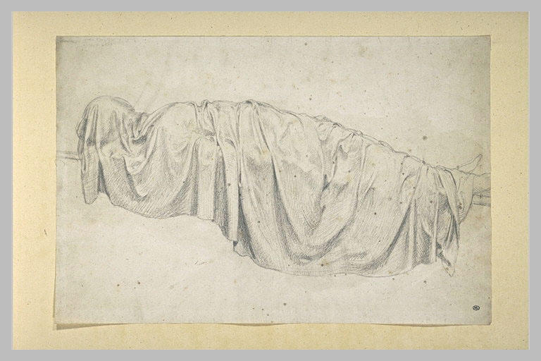 Figure étendue sur une civière : ensevellissement de sainte Philomène