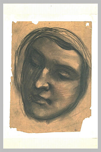 Etude d'une tête de femme aux yeux clos, de trois quarts à gauche