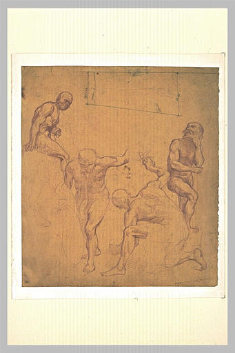 Quatre études d'hommes nus : groupe des bourreaux pour la Crucifixion