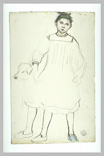 Portrait de Mademoiselle Fontalirand avec un chien