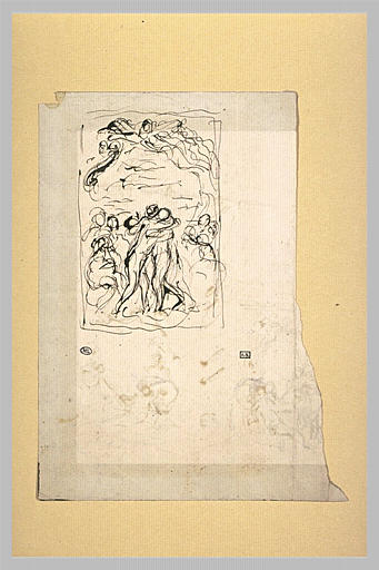 Composition à plusieurs personnages dont deux entrelacés