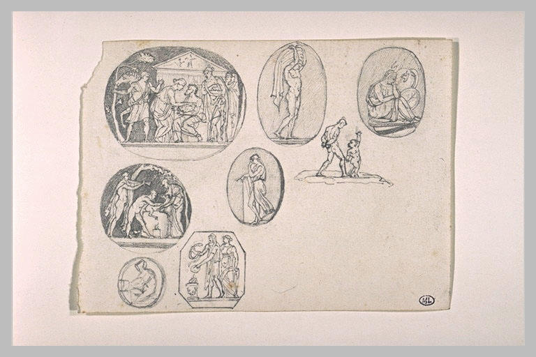 Feuille d'études d'après des camées antiques
