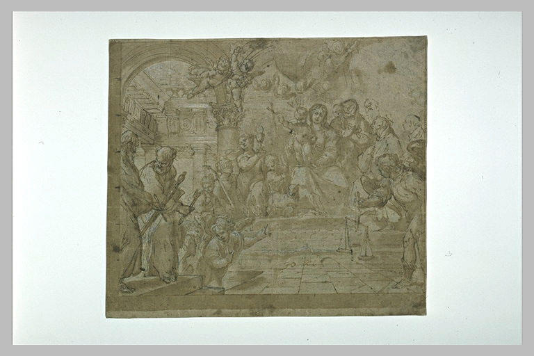 Vierge à l'Enfant avec les Vertus théologales, entourée de saints