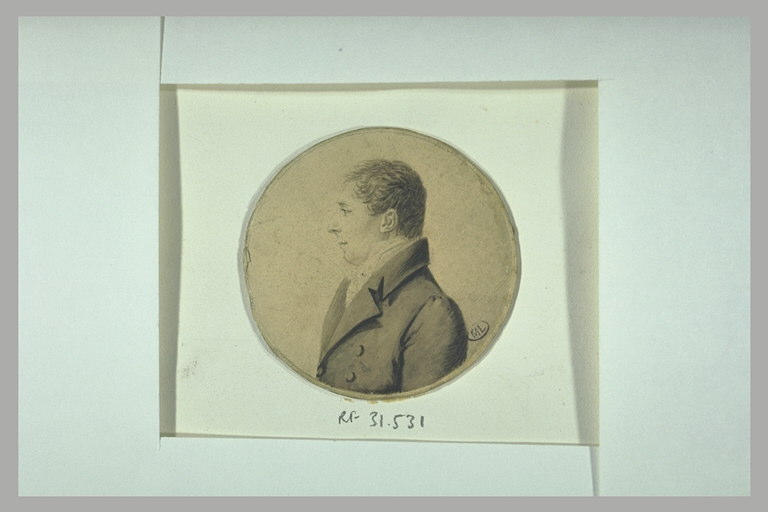 Buste d'homme, de profil, en médaillon