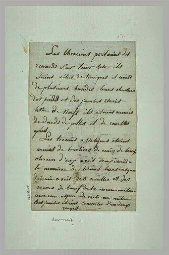 Personnage, et par-dessus, texte manuscrit