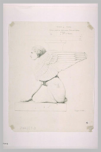 Statue de sphinx portant une table en marbre