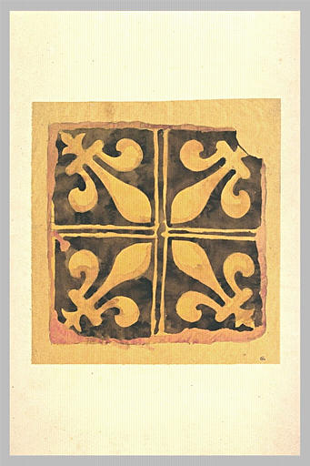Carreau de faïence orné de fleurs de lys