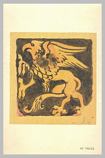 Carreau de faïence orné d'un griffon