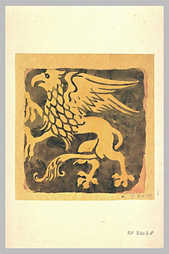 Carreau de faïence orné d'un griffon