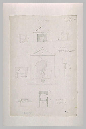 Feuille d'études : coupes et plan de tombes pompéiennes