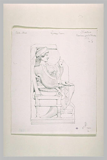 Fragment de relief funéraire : femme assise tenant une patère