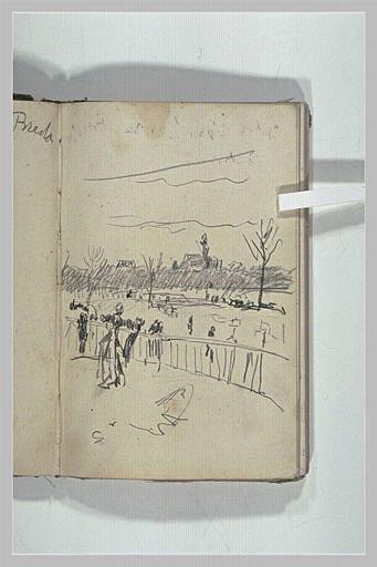 Paysage avec promeneurs