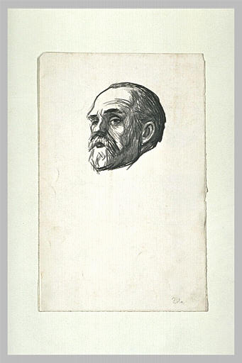 Tête d'Emile Zola, de trois quarts vers la gauche