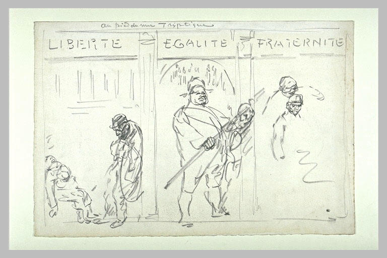 Triptyque allégorique illustrant la Liberté, l'Egalité et la Fraternité