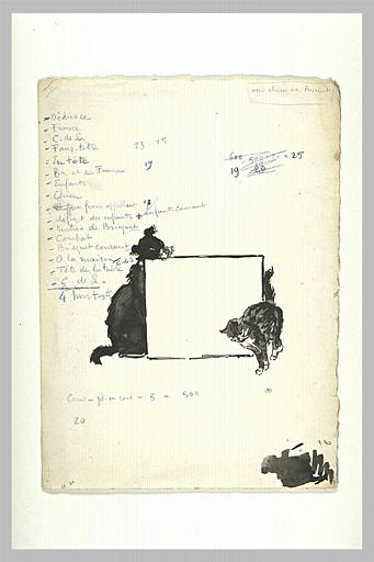 Chien et chat de part et d'autre d'un cartel