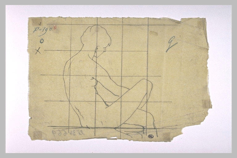 Femme nue, assise, vue de dos