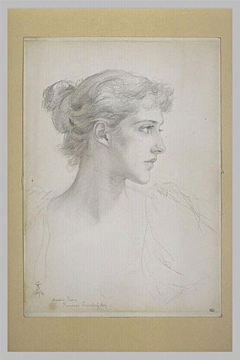Portrait de la princesse Troubetskoy en buste, de profil vers la droite