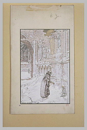Le Rêve : enfant abandonné et personnage sous la neige près d'une église