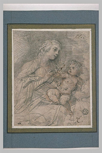 La Vierge assise avec l'Enfant Jésus sur les genoux