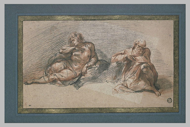 Deux hommes endormis, l'un vu de profil, l'autre tête inclinée vers poitrine