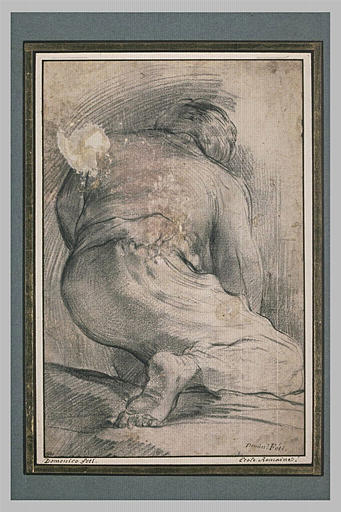 Figure d'homme à genoux, vu de dos