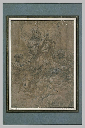 Apothéose d'un Saint Evêque porté par des anges