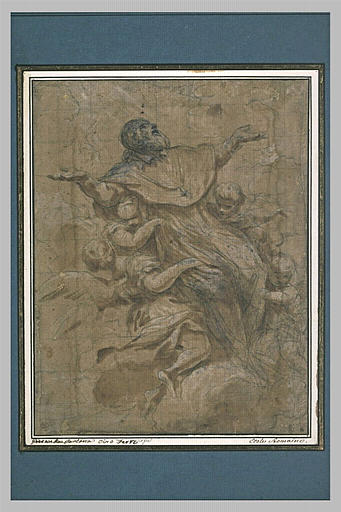 Apothéose d'un Saint Evêque porté par quatre anges