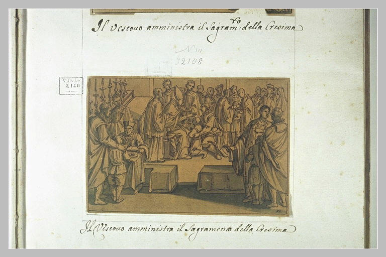 Administration par l'évêque à des enfants du sacrement du St Chrème