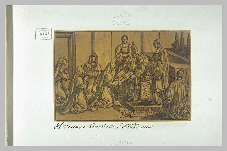 L'évêque bénissant une abbesse