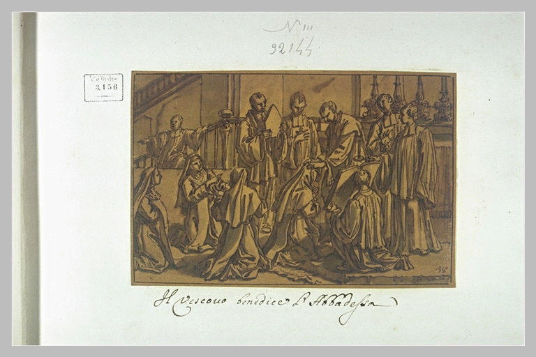L'évêque bénissant une abbesse