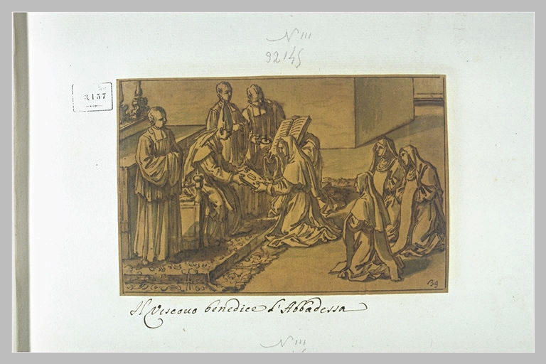 L'évêque bénissant une abbesse