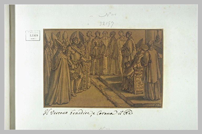 L'évêque bénit et couronne un roi