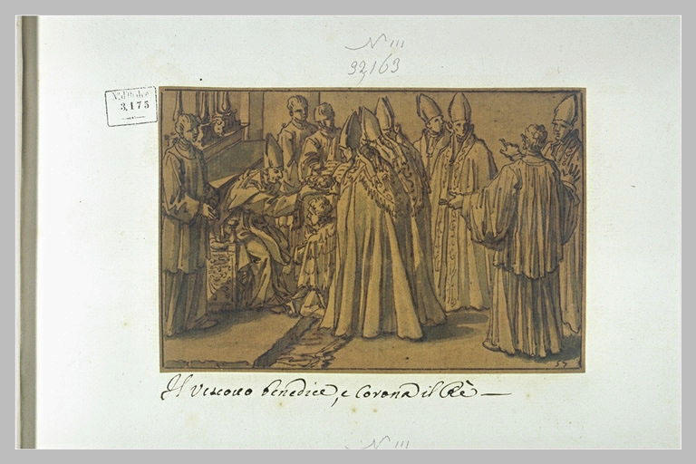 L'évêque bénit et couronne un roi