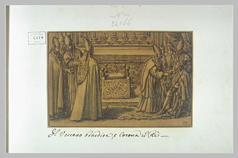 L'évêque bénit et couronne un roi