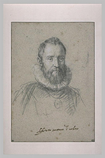 Portrait de Frédéric Zucchero : tête nue, portant barbe et collerette