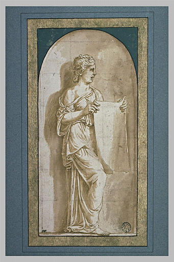 Sainte Véronique debout, tournée vers la droite