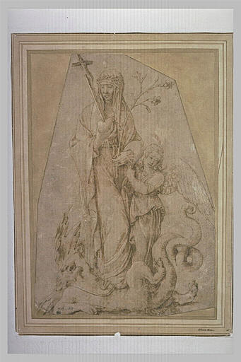 Sainte Marguerite avec un ange, foulant le démon aux pieds