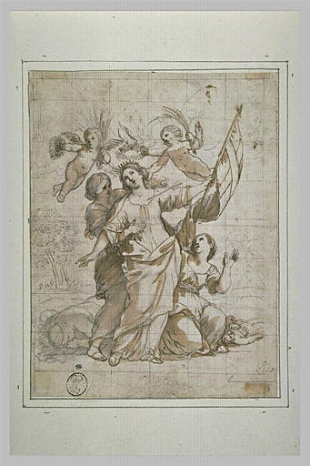 Mort de sainte Ursule frappée d'une flèche