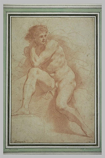 Homme nu, assis, tourné vers la droite