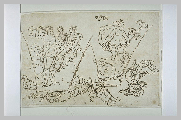 Vénus implorant Jupiter ; cinq études de putti ou d'amours