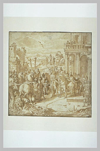 L'Empereur Constantin tenant les brides du cheval du pape Sylvestre