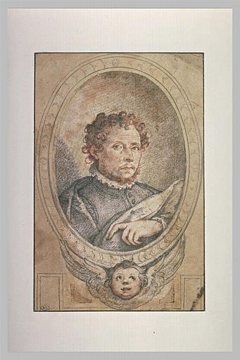 Portrait de Taddeo Zuccaro entouré d'une bordure ovale avec tête de chérubin