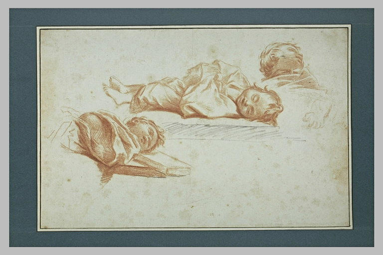 Trois figures d'enfants couchés et endormis