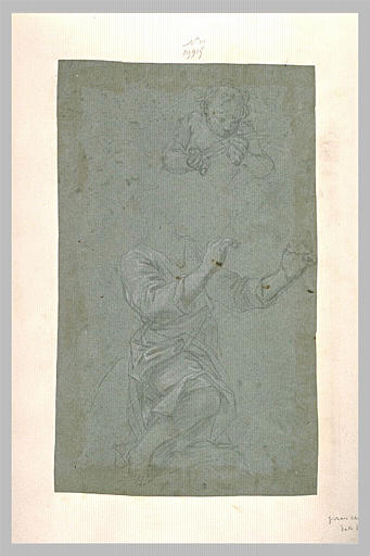 Une demi-figure d'enfant, et une femme à genoux, sans tête