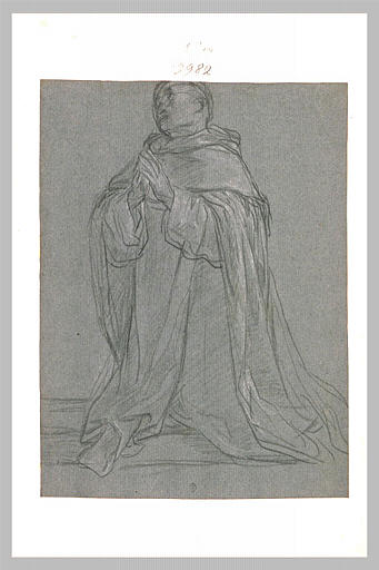 Religieux agenouillé, en prières